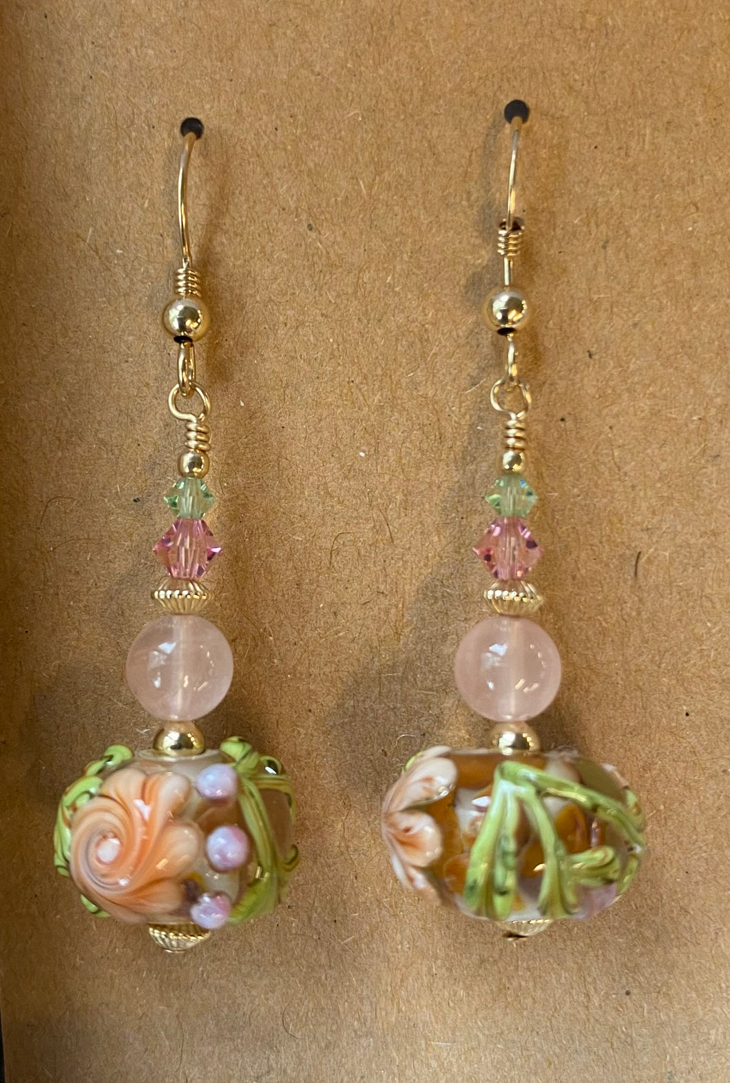 Earrings Handmade Lampwork Floral