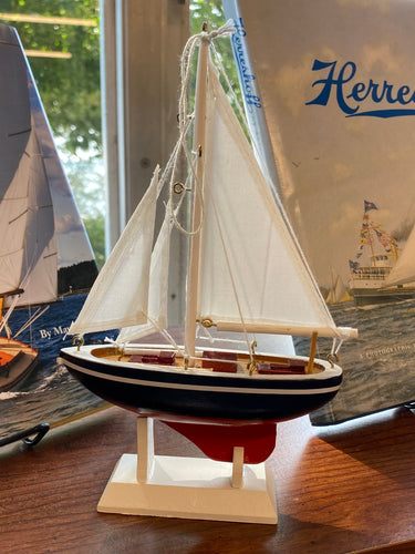 Wooden Boat Ornament with Stand - ENDEAVOR